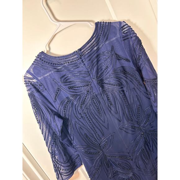 JS Collections Women's‎ Pearl Beaded Soutache Column Gown Formal Blue Size 10 - Picture 9 of 16